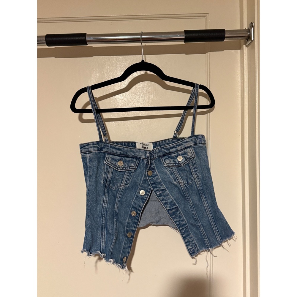 Reformation Jeans‎ Denim Button Front Cropped Bustier Top